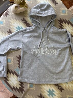adidas Gray Pullover Hoodie with White Logo Tag